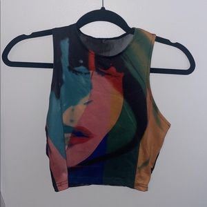 Rainbow mesh crop top